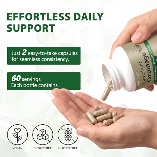 Ninsiec Lymphatic Drainage Supplements - Lymphatic Drainage Capsules for Immune Health,Supports Bloating & Daily Lymphatic Wellness, with Echinacea, Dandelion, and Burdock (120 Capsules)