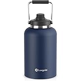 Luxgola 128 oz Insulated Water Bottle with Spout Lid and Handle, One Gallon Stainless Steel Double Vacuum Water Jug for Hot & Cold Drinks - Sweat Proof, Great for Travel, Hiking, Camping - Dark Blue