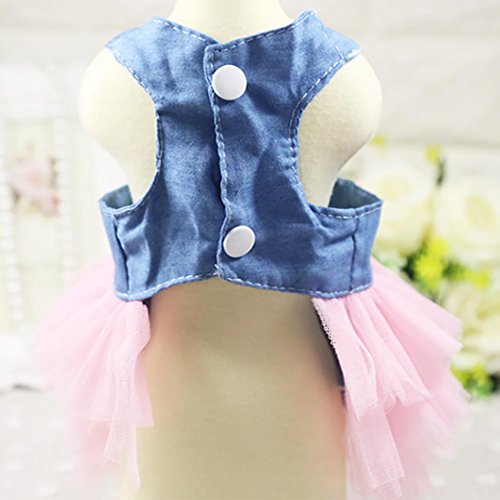 Boomboom Pet Clothes, Bubble Skirt Striped Lace Dress for Dog Princess Dresses for Dog (XL, Pink 2)