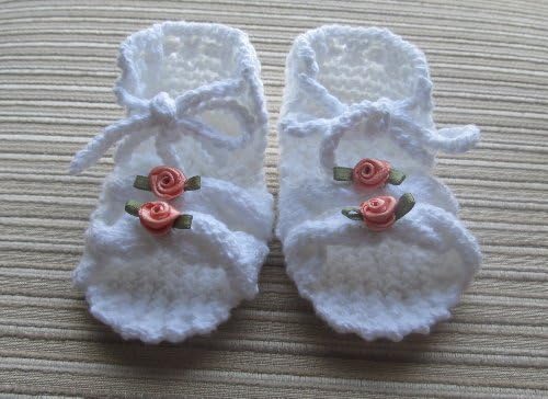 Knitting Pattern Baby Girl Sandals with Cables 0-3 and 3-6 months