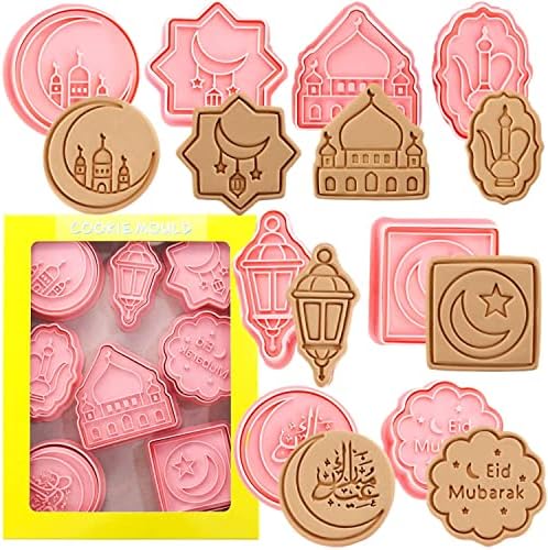 16 Pièce Emporte Pièces Eid Mubarak, Musulman Biscuit Moule, Emporte Pièce Ramadan 3D,Eid