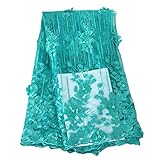 Aisunne African Lace Fabrics Classics Nigerian French Lace Fabric 5 Yards with Fashion Rhinestones and Embroidered Beading Flower for Wedding Party Dresses (Green)