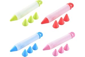 Hoement Silicone Cake Decorating Pens Set 16pcs Multifunctional Cream Pump Piping Pen for DIY Baking and Chocolate Writing Ra