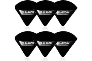 BLAAROOM 6 Pcs Velvet Triangle Powder Puff,Triangular Design Makeup Soft Sponge Puff for Face Exquisite Makeup Eyes Contouring, for Loose Mineral Body Powde Cosmetic Foundation Makeup Tool - Black