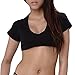 OUGES Summer Sexy Crop Tops, for Womens,Stretchy Cotton(Black,L)