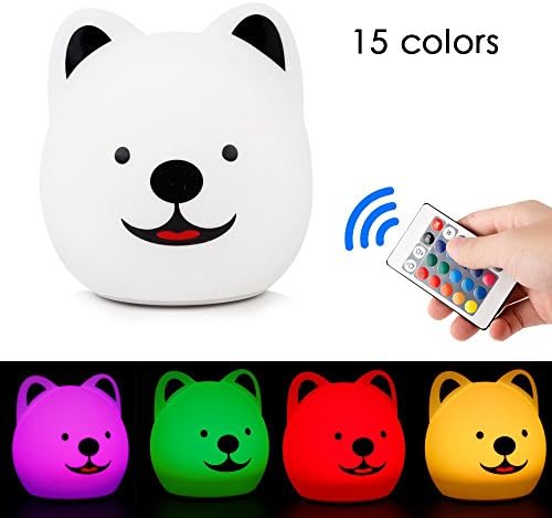 LED Children Night Light, BODECIN Portable Cute Colorful Silicone Soft Touch Lamp, USB Rechargeable Nursery Night Lamp, 15 Flashing Color with Remote Control for Baby Adults Bedroom