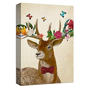 Elk Colorful Flowers Painting Artwork for Home Framed