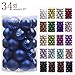 KI Store Blue Christmas Balls 34pcs 1.57-Inch Small Christmas Tree Decoration Ornaments for Xmas Tree Holiday Wreath Garland Decor Ornaments Hooks Included