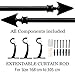 Deco Essential Adjustable Black Curtain Rods for Windows 66 to 120 Inch Extendable Drapery Rods with Flat Arrow Finials & Brackets Set, 3/4 Inch