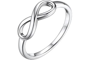 CCBFY 18k White Gold Plated 925 Sterling Silver Rings for Women Promise Rings for Her, Stackable Wedding Bands Rings for Women Infinity Forever Love Knot Ring