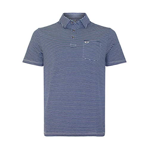 Vineyard Vines Men's Edgartown Short Sleeve Polo Shirt (Barracuda Shep Stripe, Medium)