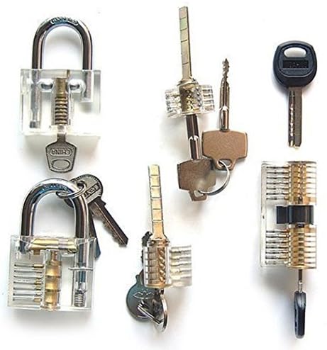 Polysun 5 Pieces Padlock Set Opener Lock Tools Set Training Tools Transparent Cutaway Practice for Beginner