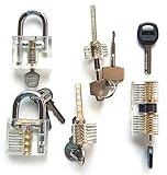 Polysun 5 Pieces Padlock Set Opener Lock Tools Set Training Tools Transparent Cutaway Practice for Beginner