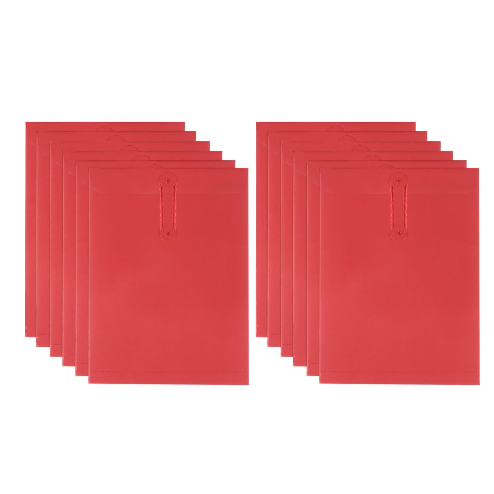 PATIKIL 12 Pcs Kraft Paper Envelope with String Tie Closure, A4 Vintage Envelopes File Folder Bag for Office Business Home Card Storage Document Organize, Red