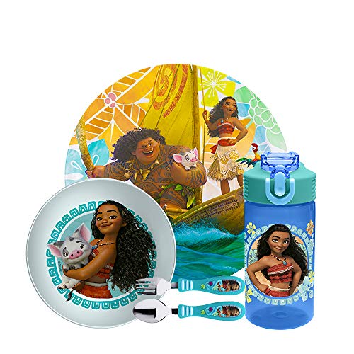 Zak Designs Moana Dinnerware Set Includes Plate, Bowl, Water Bottle