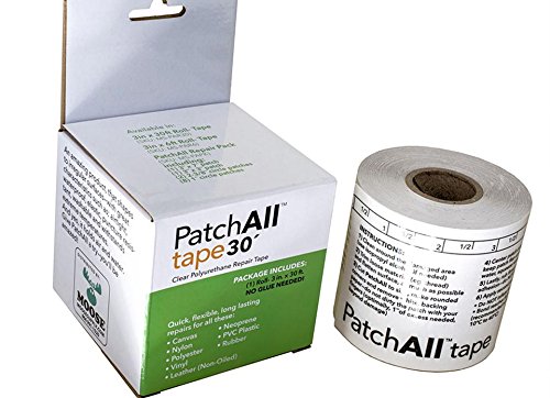 Moose Supply PatchAll Kit TPU Polyurethane Plastic Adhesive 3-Inch Wide Diameter by 30-Foot Long Tape Roll for Canvas, Nylon, Polyester, Vinyl, Rubber, Leather, Neoprene, TPU, and PVC Plastic - Thumbnail 2