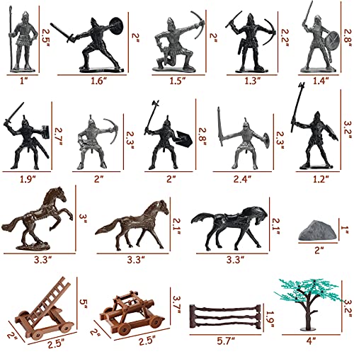 AMOR PRESENT 124 PCS Medieval Knights Toys Figurines for Kids Children Medieval Soldier Action Play Set for Birthday Gifts