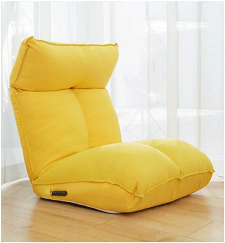 Folding floor chair, adjustable folding floor chair, casual lazy sofa seat-yellow