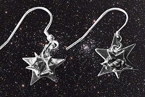 Solid Silver Star Meteorite Earrings - With A Centre Of Real Iron Meteorite!