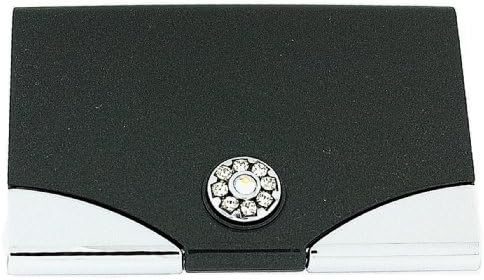 FMG Gun Metal Business Card Holder &amp; Hidden Mirror, made with Swarovski Crystals, in Gift Presentation Box