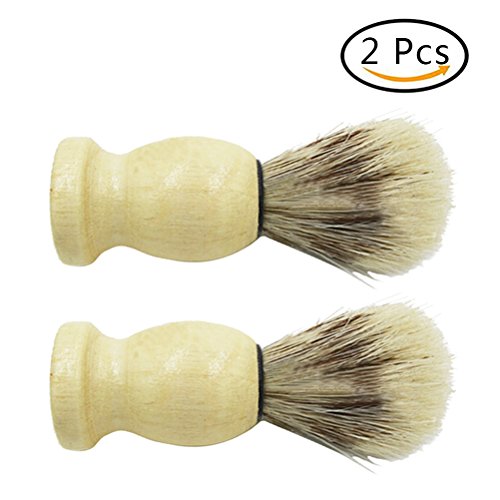 Coscosx 2pcs pig mane shaving brush stand wood