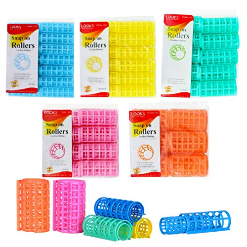 Snap On Hair Rollers Curler Wave Set Large Jumbo Medium Small Size Salon Quality (JUMBO ORANGE