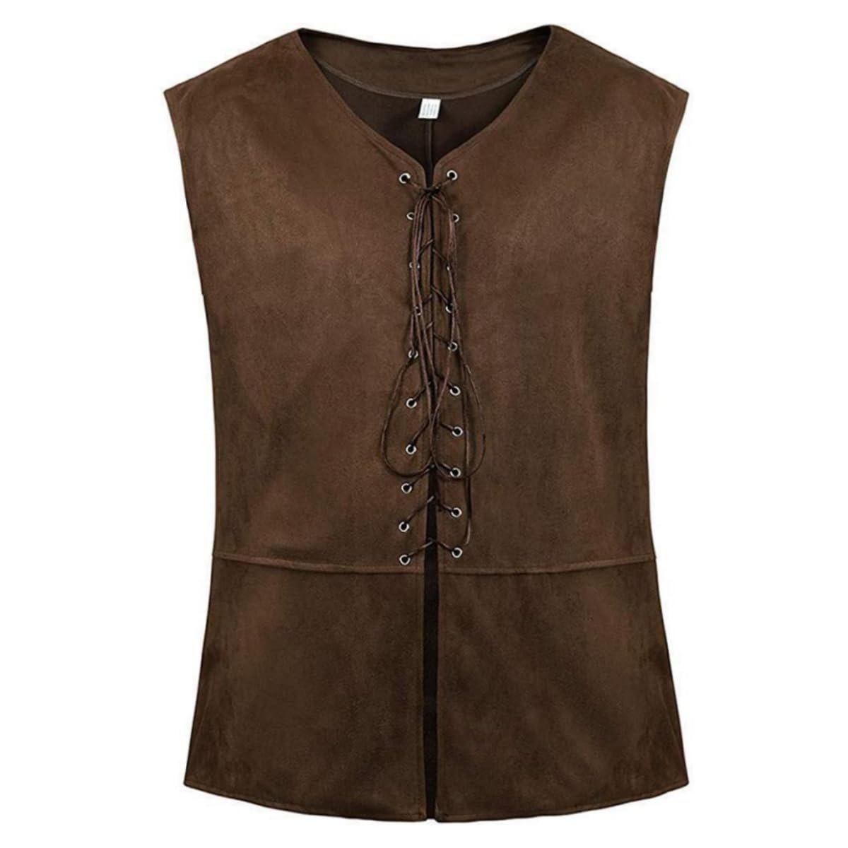 Men's Medieval Vest, Vintage Renaissance V-Neck Lace-up Waistcoat Drawstring Pirate Costume, Sleeveless Retro Steampunk Viking Vest Gothic Victorian Suede Leather Pirate Tank Top for Halloween Cosplay