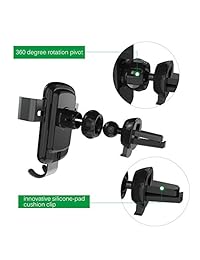 Squish   Cargador inalámbrico de auto con soporte ajustable para rejilla de ventilación para iPhone, Samsung, Nexus, Moto, OnePlus, HTC, Sony, Nokia y Android, certificado Qi