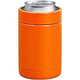 Tahoe Trails Stainless Steel 12oz Vacuum Insulated Can and Bottle Cooler | Double Wall Can Cooler For Cans and Bottles | Copper Plated Can Chiller and Metal Cooler | Orange