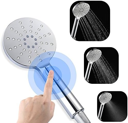 DSIKER3-setting Revolutionary Push-Control Hand Shower Handheld Shower Head,Push-Control Flow Control Button ,overhead bracket,Double Interlocked Stainless Steel Hose,Premium all-chrome finish