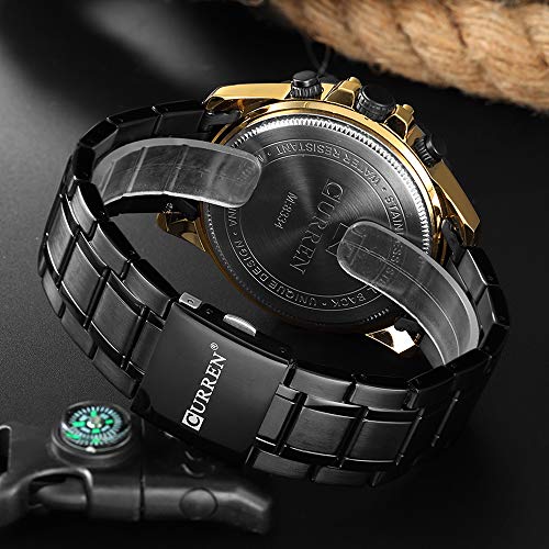 Curren 8334 - Reloj de negocios para hombre (múltiples zonas horarias), color negro - Imagen 7