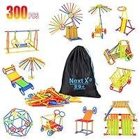 NextX Preschool Straw Toy 300 Pieces Magnetic Blocks Game Kit for Boys and Girls Ages 3 4 5 6 7 8 9 10 Year Old Learning Resource