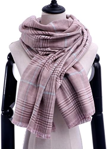 Women Stylish Warm Blanket Scarf Plaid Oversized Long Scarves Large Winter Wrap Tartan Shawl With Gift Box 79"x27.5" (pink)