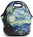 icolor Blue Starry Night Lunch Bag Tote, Soft Insulated Neoprene Food Container, Boys Girls School Office Travel Outdoor Work Lunchbox Handbag, Waterproof Food Storage Carrying Case(F-LB-167)