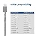 Lightning Cable Silver 8Pin To USB Charger 3Pack 10FT Fast Charging Cord Wire Nylon Braided Tangle Free Compatible With All Apple Devices And Products iPhone iPad iPod Prime By Ombrace