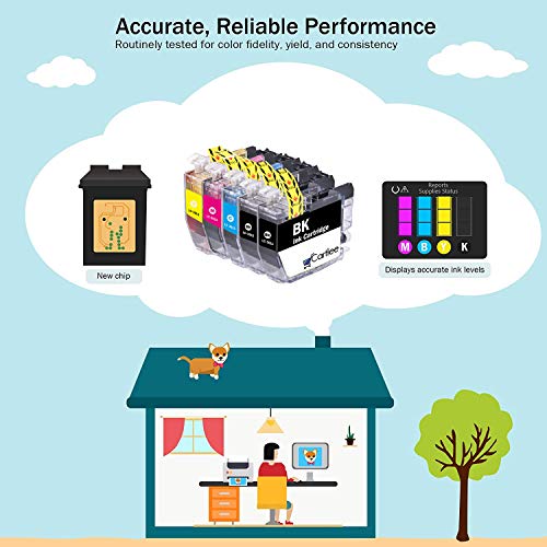 Cartlee 5 Set compatible High Yield Ink Cartridges Replacement for Brother LC-3013 for MFC-J491DW MFC-J497DW MFC-J690DW MFC-J895DW Inkjet printers (2 Black, 1 Cyan, 1 Magenta, 1 Yellow) LC3013 LC 3013