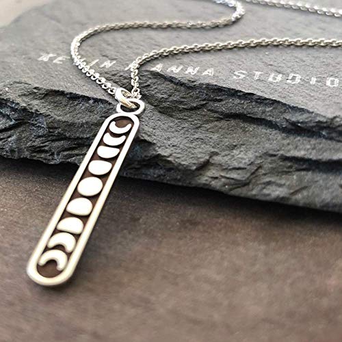 Sterling Silver Small Moon Phase Charm Pendant Necklace, 20"