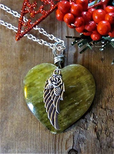 Heart Pendant, Valentines Gift, Wings Pendant, Angel Jewelry, Women's Jewelry, Ladies Pendant, Ladies Necklace, Gift, Angel Wing Pendant, Guardian Angel, Angels, , Heart Pendant ,