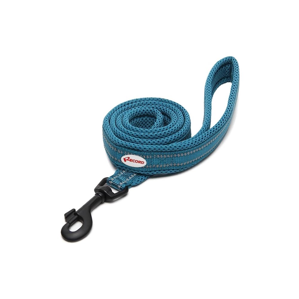 Record - Atlas Leash - Equipped with 3M Scotchlite Reflectors - Ideal for Poor Visibility Situations - Blue - 1.5cm Wide - Length 110cm - Size S