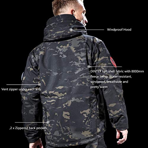 ANTARCTICA Men's Mountain Waterproof Ski Jacket Outdoor Sports Windproof Rain Jacket (Black Camo, XXXL)