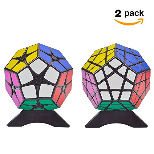 Mystery Stone 2x2 3x3 Megaminx Speed Cube Pack with 2 x Extra Cube Stand, Black
