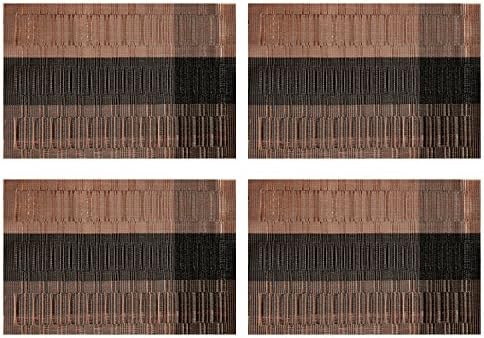 Placemats, Arricastle Stain-resistant Easy to Clean Reusable Woven Vinyl Kitchen PVC Non-slip Insulation Place Mats for Table Set of 4 (Deep Coffee)