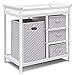 Costzon Baby Changing Table, Infant Diaper Changing Table Organization, Diaper Storage Nursery Station with Hamper and 3 Baskets (White+Gray)
