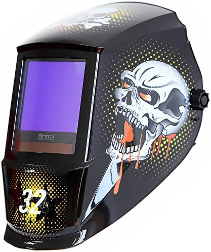 Jumbo Size!! Antra AH7-860-7321 Solar Power Auto Darkening Welding Helmet with AntFi X60-8 Wide Shade Range 4/5-9/9-13 with Grinding Feature Extra lens covers Good for TIG MIG MMA Plasma