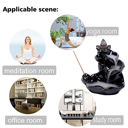 DK177 Waterfall Incense Holder Backflow Cone Ceramic Burner Handcrafted Porcelain Censer Inscent Stick Stand with 10 Free Cones Sets