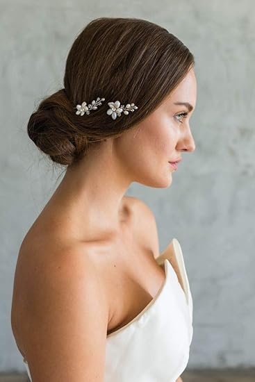 Amazon Com Freshwater Pearl Flower Hair Pin Set Style Galia