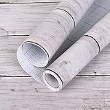 White Grey Wood Wallpaper 17.71In×118In Wood Peel and Stick Paper Removable Self-Adhesive Paper Vintage Wood Contact Paper Wood Panel Interior Film Easy to Remove Without Trace