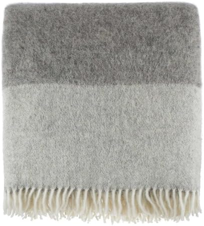 URBANARA 100% Pure Scandinavian Wool Throw Karby 55x87 Charcoal/Light Grey with Fringe — Virgin Wool Blanket with Decorative Windowpane Design, Twill Weave — Perfect for Your Couch, Sofa, Bedroom