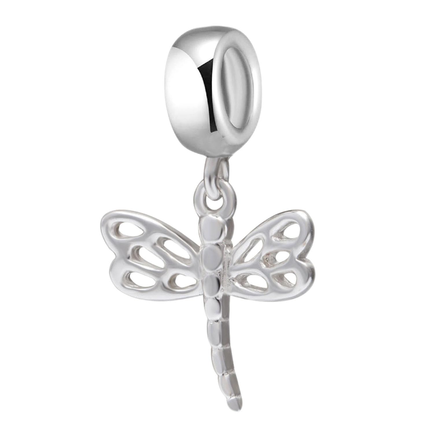 925 Sterling Silver Dragonfly Charm Animal Charm Insect Charm Birthday Charm for Pandora Charm Bracelet