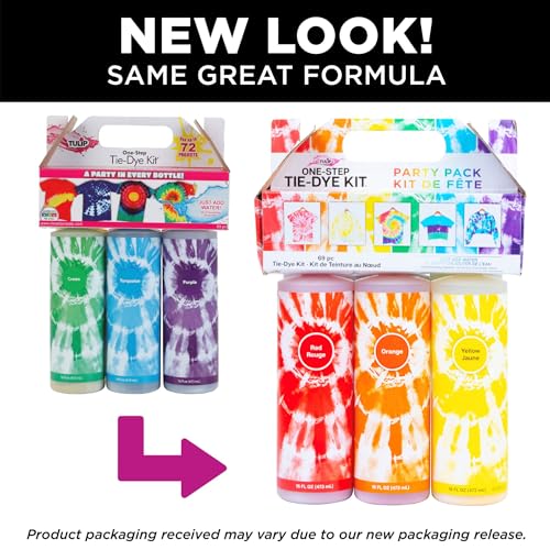 Tulip One-Step Tie-Dye Kit Extra Large Block Party 16 oz Easy Squeeze Bottles, All-in-1 Kit for Group Activity Tie-Dye, 6, Vibrant Colors